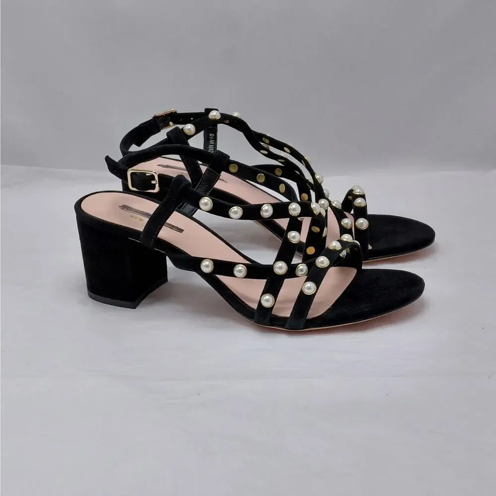 Kate Spade Womens Heels Size 6.5 Black Suede Sandal Block Heel Wedding Party